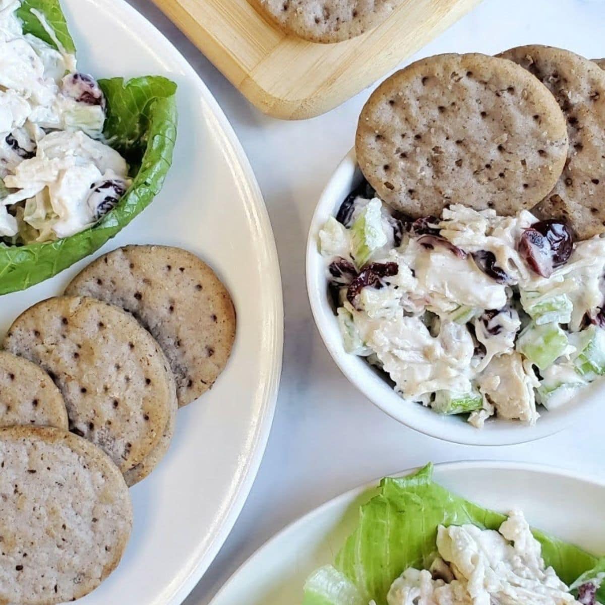 Fall inspired chicken salad with apple and dried cranberries