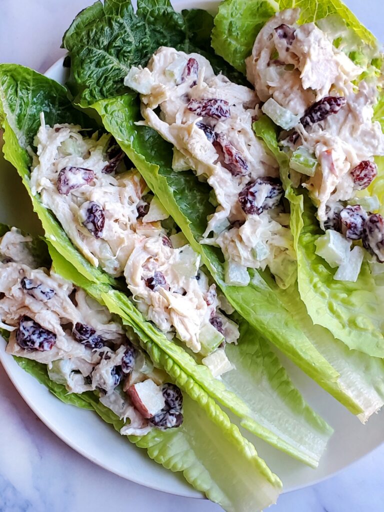 healthy chicken salad recipe lettuce wraps gluten-free paleo