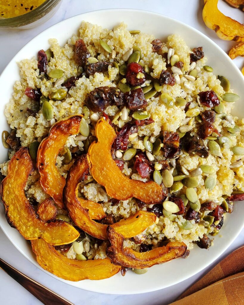 quinoa and delicata squash fall power bowl