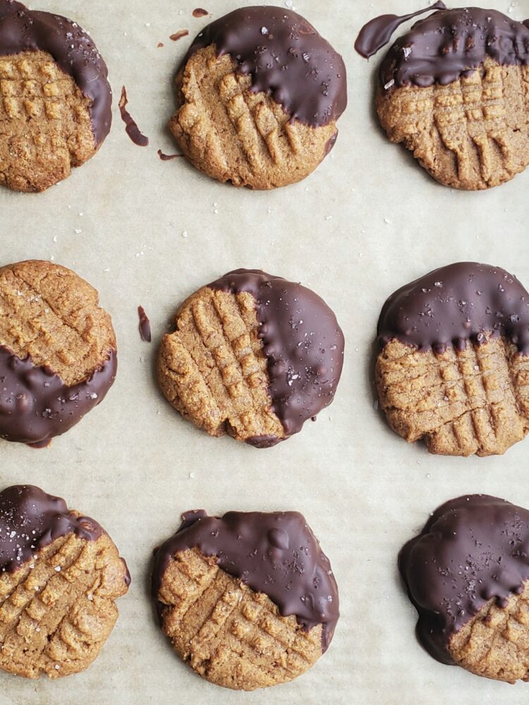 Chocolate Dipped Flourless Peanut Butter Cookies Thriving Gluten Free
