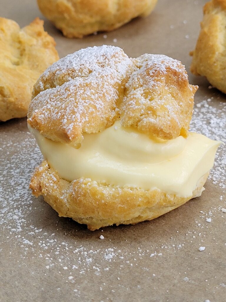gluten free cream puffs recipe with vanilla pastry filling