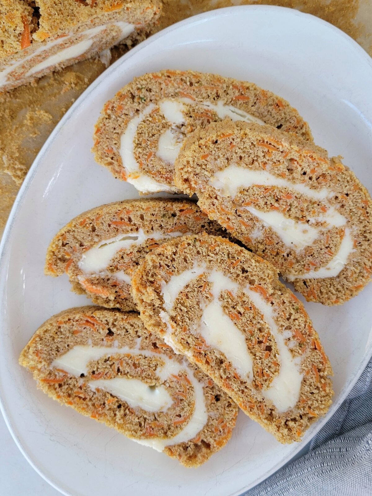 gluten free carrot cake roll with cream cheese frosting