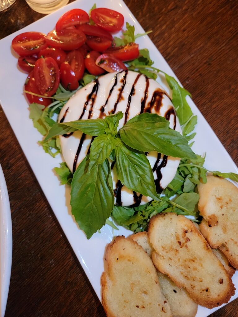 Senza Gluten NYC gluten free caprese appetizer with gluten free bread