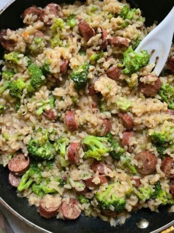 one Pan Chicken sausage and risotto dinner recipe gluten free