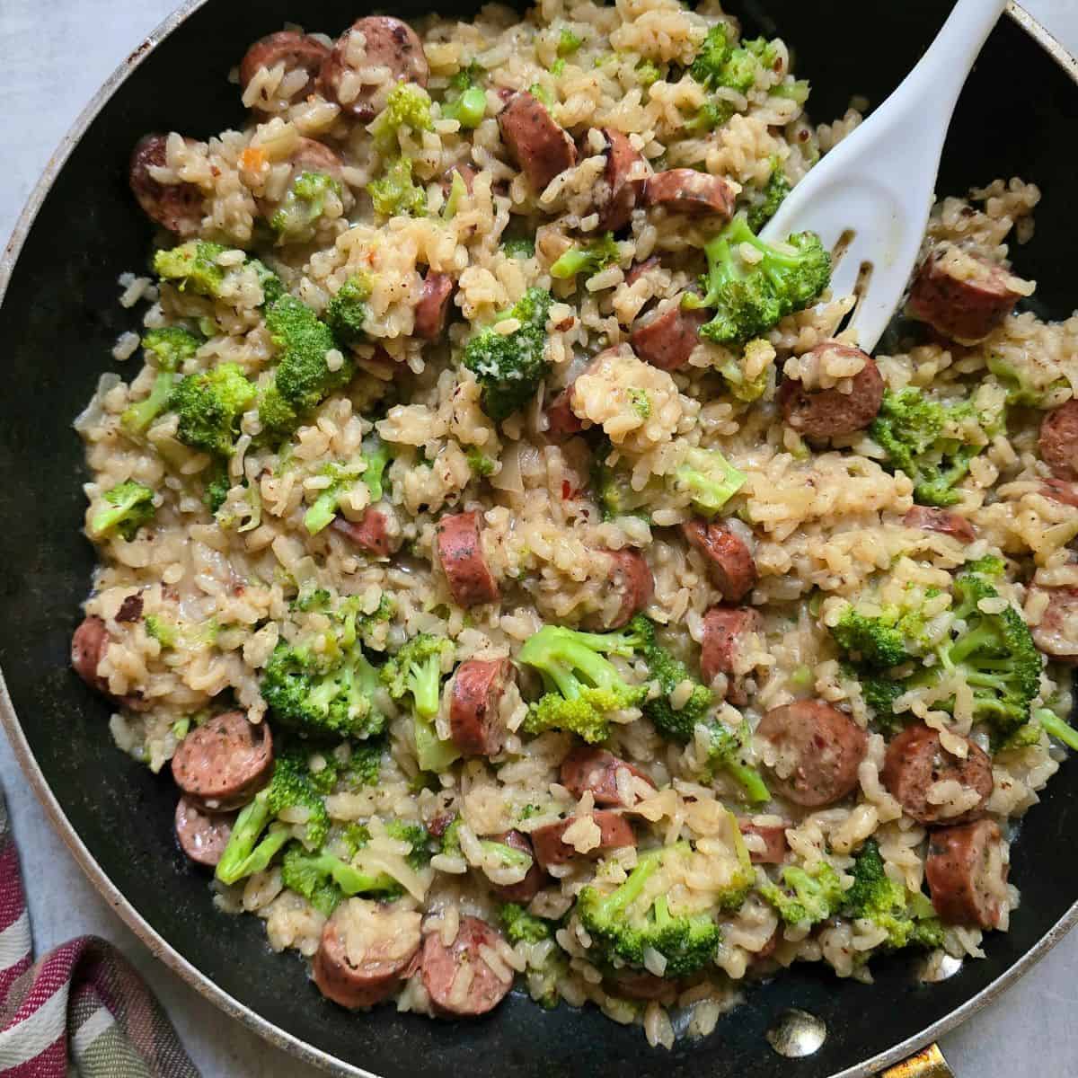 one Pan Chicken sausage and risotto dinner recipe gluten free