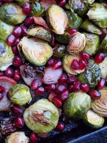 roasted brussels sprouts recipe with bacon and pomegranates