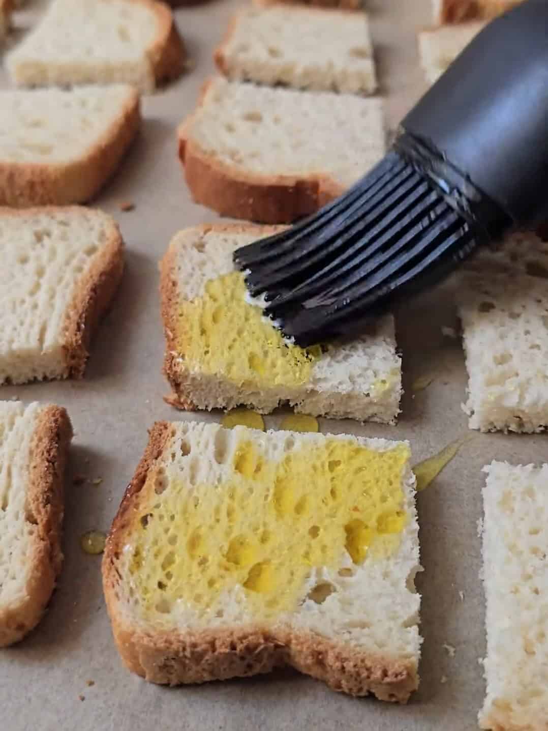 Toasting gluten free sourdough bread for crostini