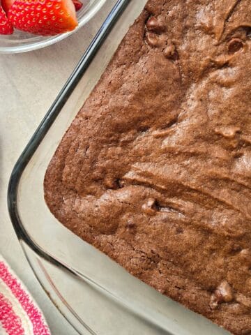 Homemade gluten free brownies served for dessert